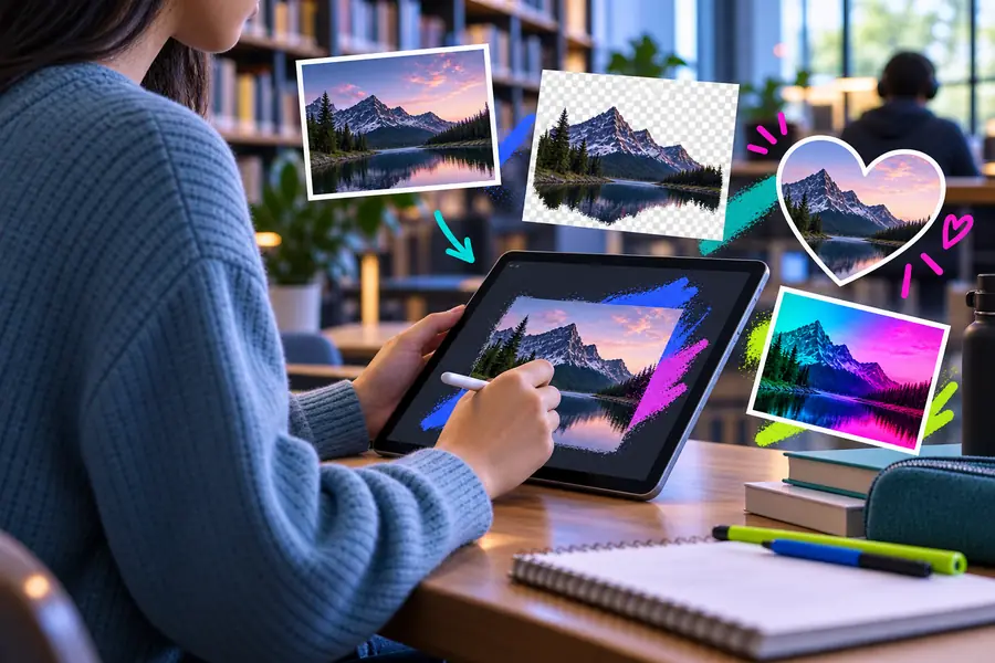 Prepared image shown in an editing workspace